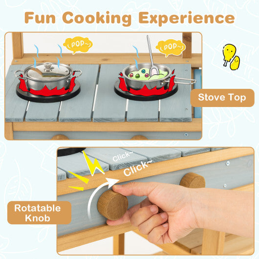 Costway Outdoor Kids Mud Kitchen with Faucet and Water Box W2B