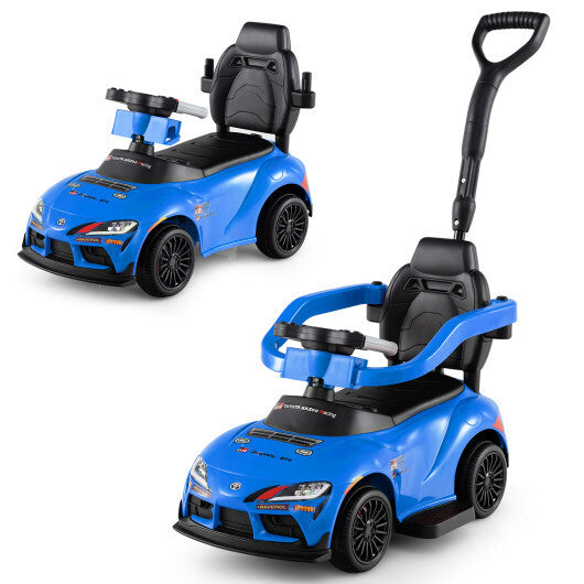 Costway 3-in-1 Toyota Licensed Foot-to-Floor Stroller Sliding Walking Toy-Blue W2B