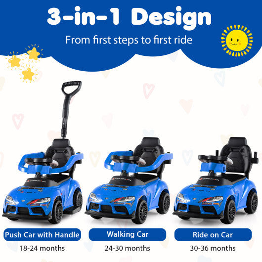 Costway 3-in-1 Toyota Licensed Foot-to-Floor Stroller Sliding Walking Toy-Blue W2B