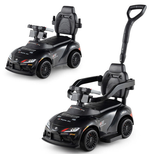 Costway 3-in-1 Toyota Licensed Foot-to-Floor Stroller Sliding Walking Toy-Black W2B