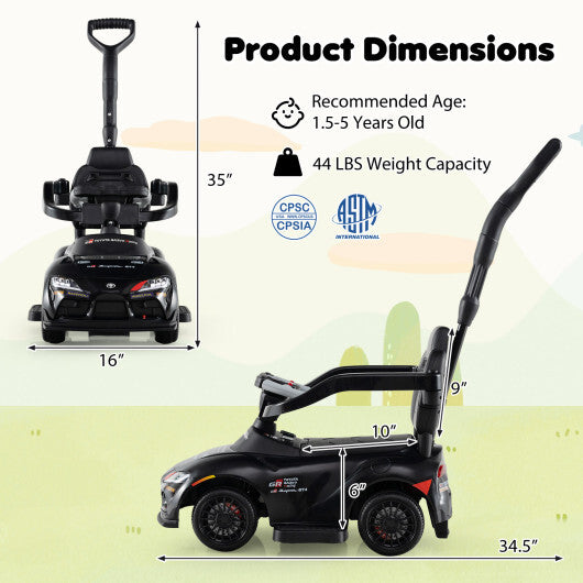 Costway 3-in-1 Toyota Licensed Foot-to-Floor Stroller Sliding Walking Toy-Black W2B