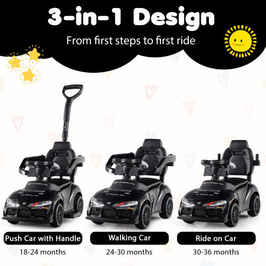 Costway 3-in-1 Toyota Licensed Foot-to-Floor Stroller Sliding Walking Toy-Black W2B