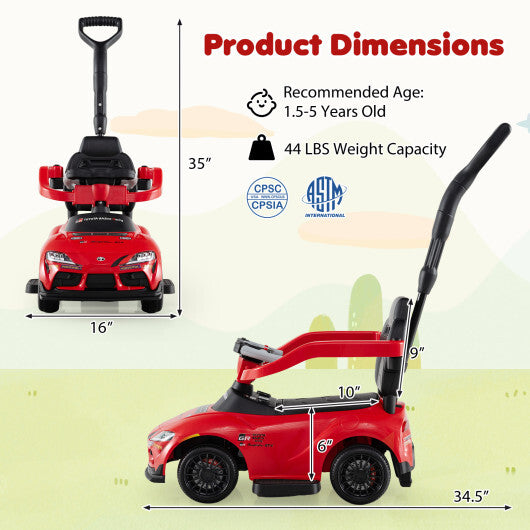 Costway 3-in-1 Toyota Licensed Foot-to-Floor Stroller Sliding Walking Toy-Red W2B