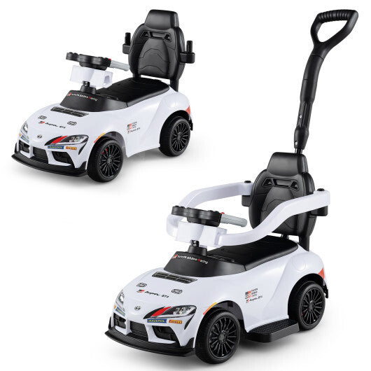 Costway 3-in-1 Toyota Licensed Foot-to-Floor Stroller Sliding Walking Toy-White W2B