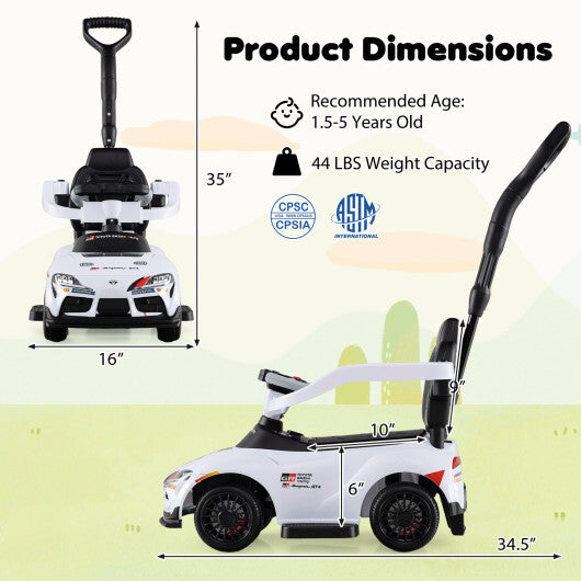Costway 3-in-1 Toyota Licensed Foot-to-Floor Stroller Sliding Walking Toy-White W2B