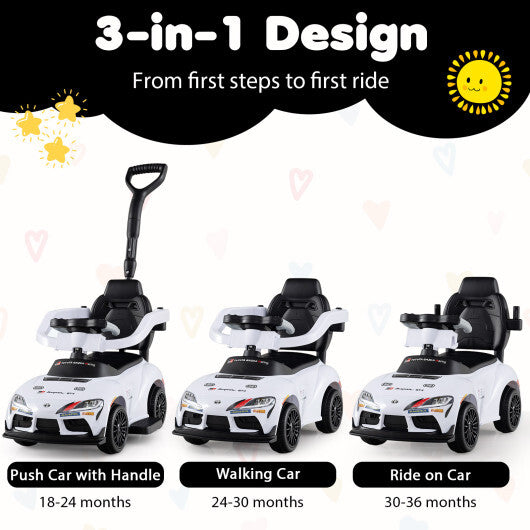 Costway 3-in-1 Toyota Licensed Foot-to-Floor Stroller Sliding Walking Toy-White W2B