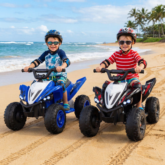 Costway 12V Kids Ride On ATV 4-Wheeler Quad with LED Lights and 7 mph Max Speed-Black W2B