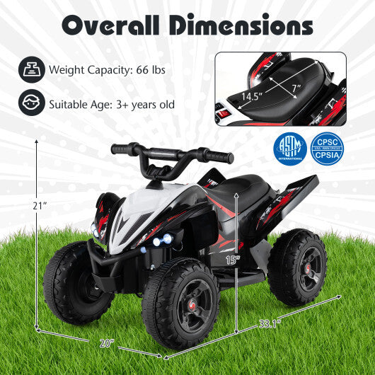 Costway 12V Kids Ride On ATV 4-Wheeler Quad with LED Lights and 7 mph Max Speed-Black W2B