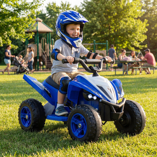 Costway 12V Kids Ride On ATV 4-Wheeler Quad with LED Lights and 7 mph Max Speed-Navy W2B