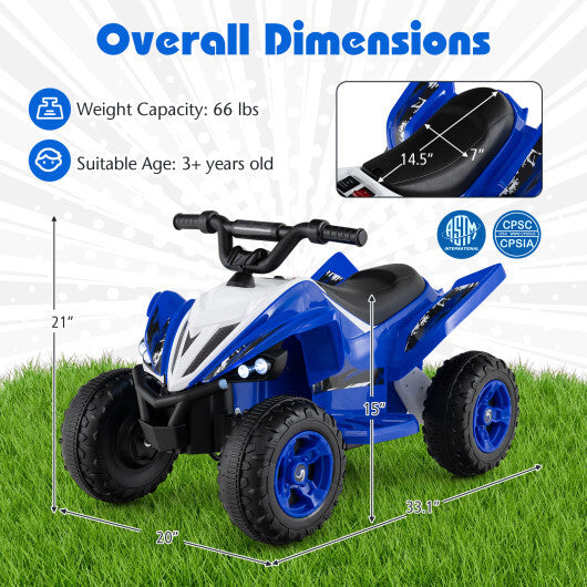 Costway 12V Kids Ride On ATV 4-Wheeler Quad with LED Lights and 7 mph Max Speed-Navy W2B