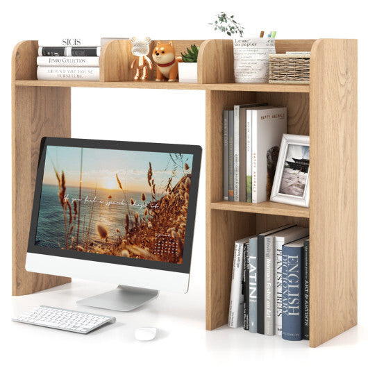 Costway 3-Tier Multipurpose Desk Bookshelf with 4 Shelves-Natural W2B