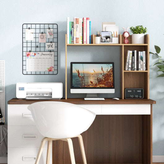 Costway 3-Tier Multipurpose Desk Bookshelf with 4 Shelves-Natural W2B