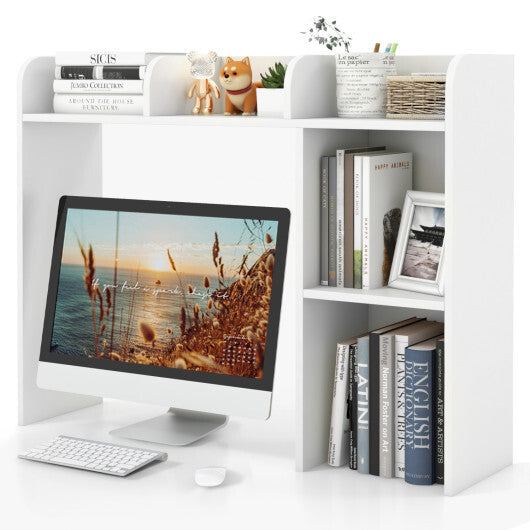 Costway 3-Tier Multipurpose Desk Bookshelf with 4 Shelves-White W2B