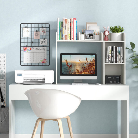 Costway 3-Tier Multipurpose Desk Bookshelf with 4 Shelves-White W2B