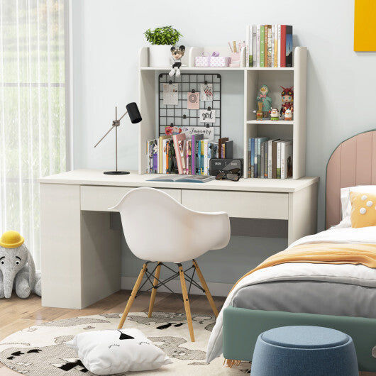 Costway 3-Tier Multipurpose Desk Bookshelf with 4 Shelves-White W2B