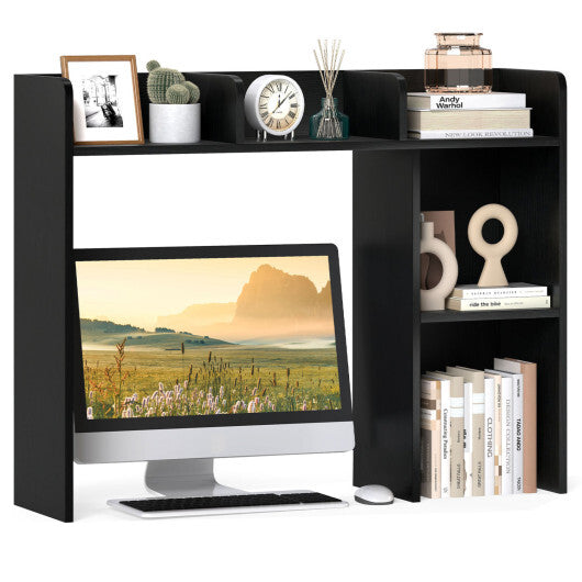 Costway 3-Tier Multipurpose Desk Bookshelf with 4 Shelves-Black W2B
