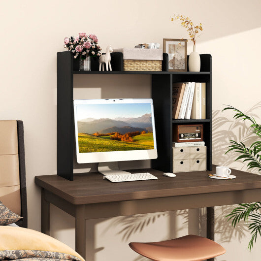 Costway 3-Tier Multipurpose Desk Bookshelf with 4 Shelves-Black W2B