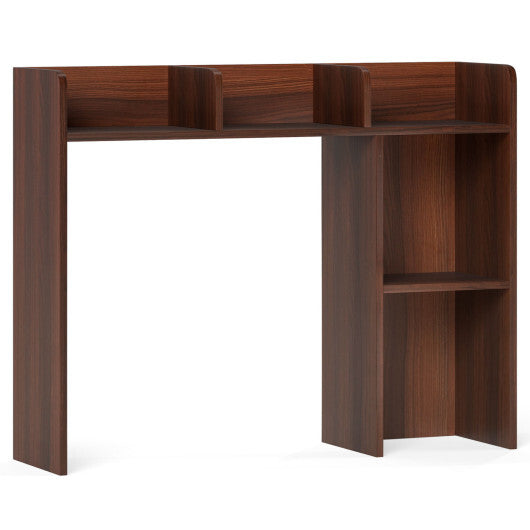 Costway 3-Tier Multipurpose Desk Bookshelf with 4 Shelves-Walnut W2B