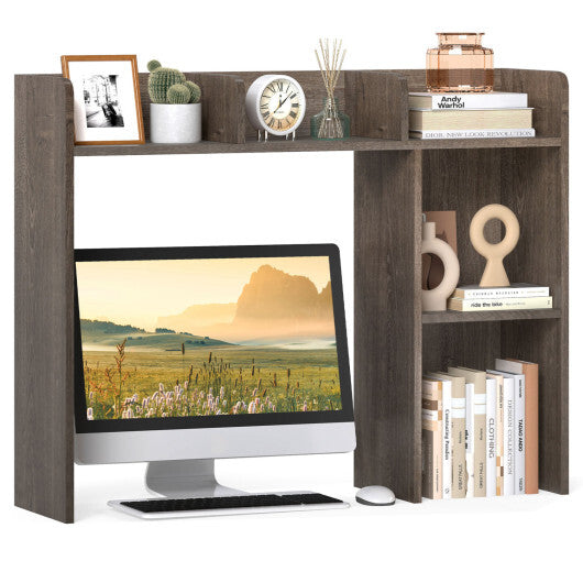 Costway 3-Tier Multipurpose Desk Bookshelf with 4 Shelves-Oak W2B