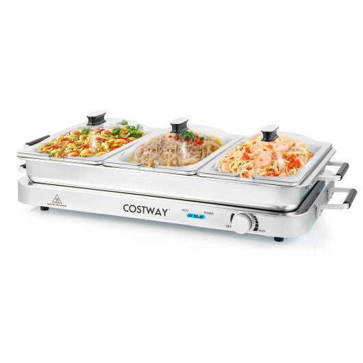 Costway Food Warmer Buffet Server 450W Stainless Steel Electric Warming Tray for Parties W2B