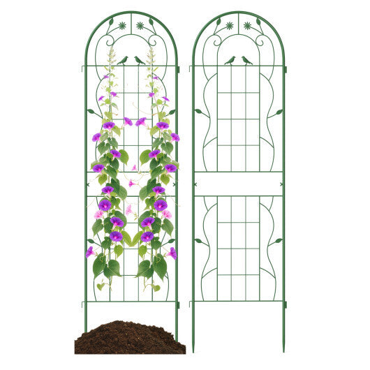 Costway 2 Pack Rustproof Metal Garden Trellis 71" x 20" Wire Lattice Panel for Patio Green W2B
