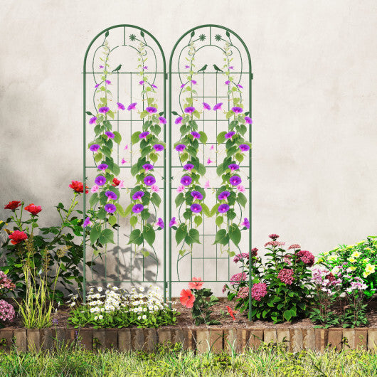 Costway 2 Pack Rustproof Metal Garden Trellis 71" x 20" Wire Lattice Panel for Patio Green W2B