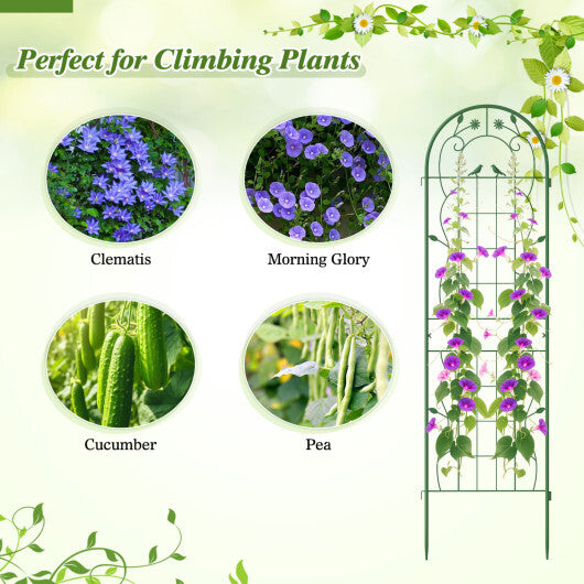 Costway 2 Pack Rustproof Metal Garden Trellis 71" x 20" Wire Lattice Panel for Patio Green W2B