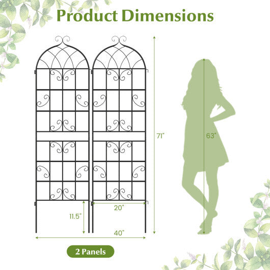 Costway 2 Pack 71" x 20" Heavy-Duty Metal Garden Trellis Metal Coating Patio for Outdoor W2B