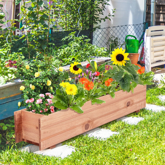 Costway 36 Inch Wooden Flower Planter Box Garden Yard Decorative Window Box Rectangular W2B