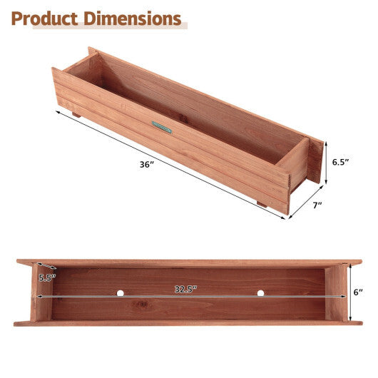 Costway 36 Inch Wooden Flower Planter Box Garden Yard Decorative Window Box Rectangular W2B