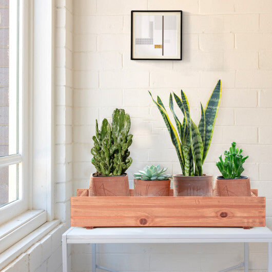 Costway 36 Inch Wooden Flower Planter Box Garden Yard Decorative Window Box Rectangular W2B