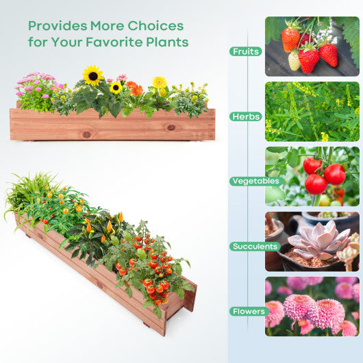 Costway 36 Inch Wooden Flower Planter Box Garden Yard Decorative Window Box Rectangular W2B