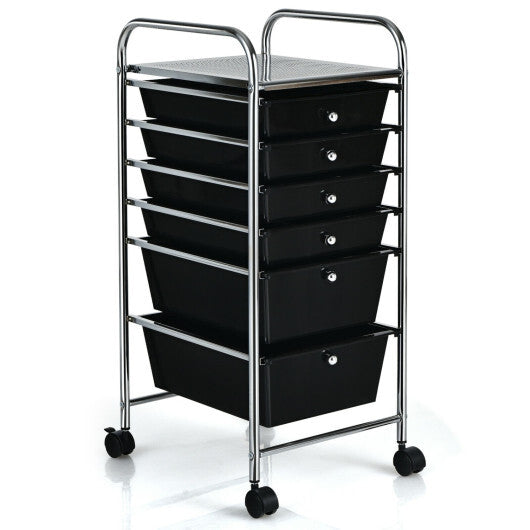 Costway 6 Drawers Rolling Storage Cart Organizer-Black W2B