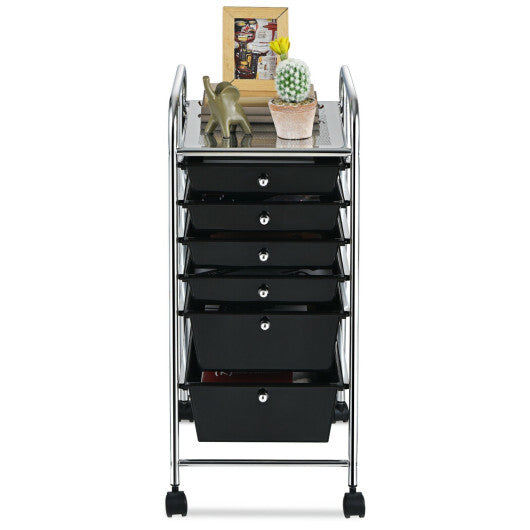 Costway 6 Drawers Rolling Storage Cart Organizer-Black W2B