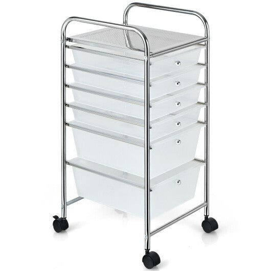 Costway 6 Drawers Rolling Storage Cart Organizer-Clear W2B