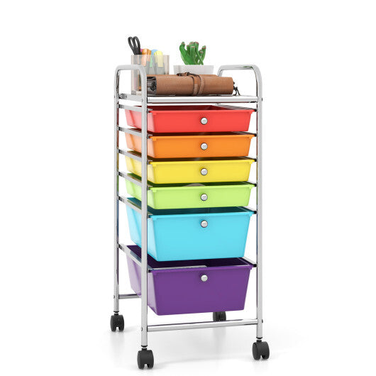 Costway 6 Drawers Rolling Storage Cart Organizer-Multicolor W2B