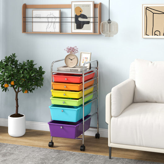 Costway 6 Drawers Rolling Storage Cart Organizer-Multicolor W2B