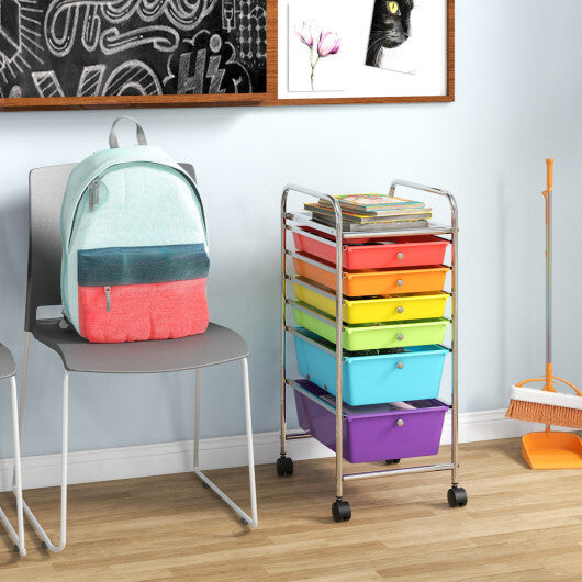 Costway 6 Drawers Rolling Storage Cart Organizer-Multicolor W2B