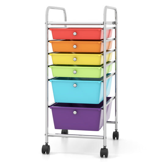 Costway 6 Drawers Rolling Storage Cart Organizer-Multicolor W2B