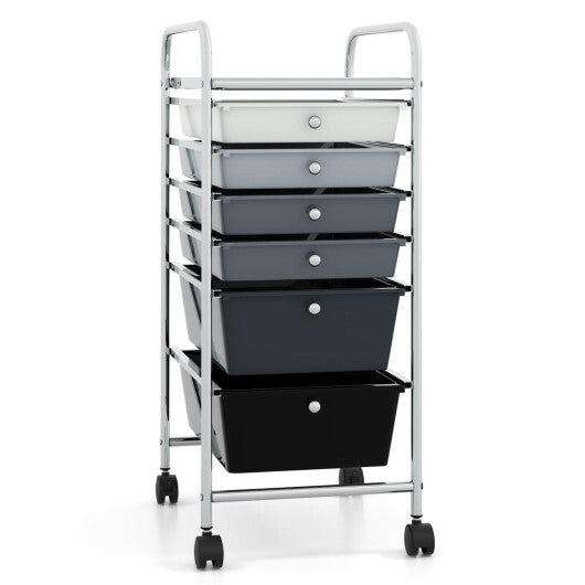 Costway 6 Drawers Rolling Storage Cart Organizer-Mixed Black W2B