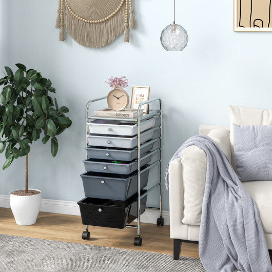 Costway 6 Drawers Rolling Storage Cart Organizer-Mixed Black W2B