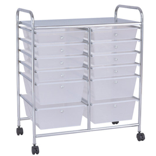 Costway 12 Storage Drawer Organizer Bins Rolling Cart W2B