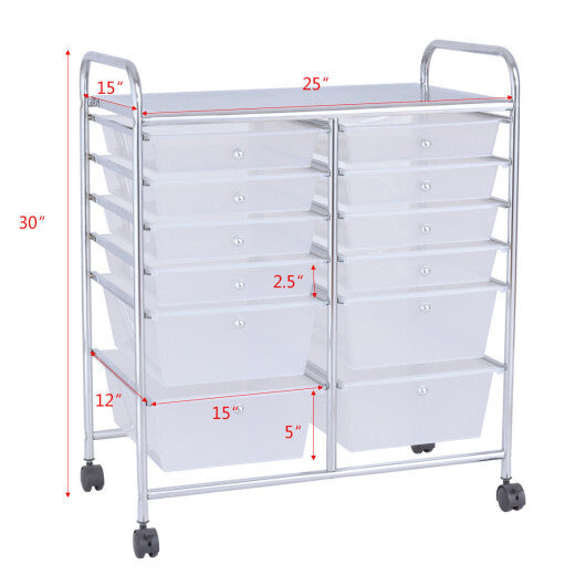 Costway 12 Storage Drawer Organizer Bins Rolling Cart W2B