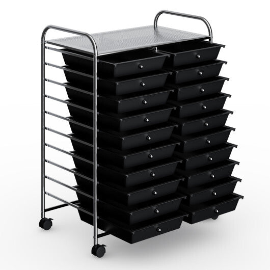 Costway 20 Drawers Storage Rolling Cart Studio Organizer-Black W2B