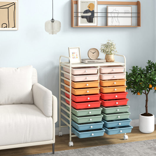 Costway 20 Drawers Rolling Storage Cart Studio Organizer-Deep Multicolor W2B