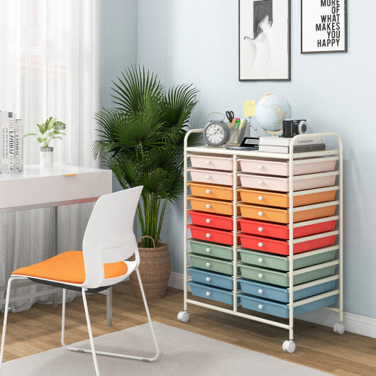 Costway 20 Drawers Rolling Storage Cart Studio Organizer-Deep Multicolor W2B