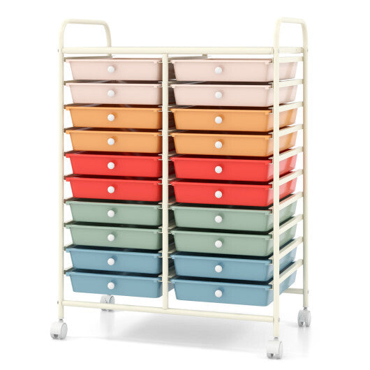 Costway 20 Drawers Rolling Storage Cart Studio Organizer-Deep Multicolor W2B