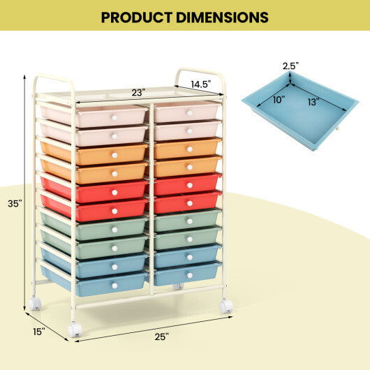 Costway 20 Drawers Rolling Storage Cart Studio Organizer-Deep Multicolor W2B