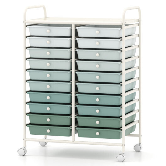 Costway 20 Drawers Rolling Storage Cart Studio Organizer-Gardient Green W2B