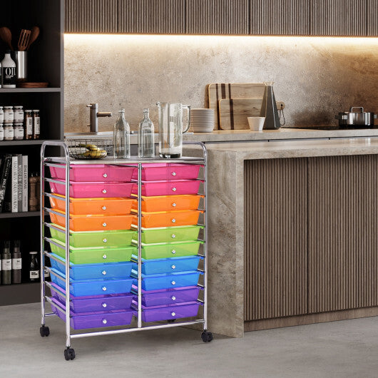 Costway 20 Drawers Storage Rolling Cart Studio Organizer-Multicolor W2B